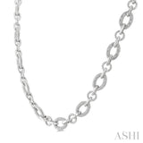 1/4 Ctw Round Cut Diamond Bold Oval Shape Rope Link Necklace in Sterling Silver