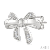 1/20 Ctw Bow Round Cut Diamond Fashion Earrings in Sterling Silver