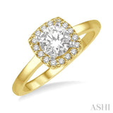 1/3 ctw Cushion Shape Halo Diamond Engagement Ring With 1/4 ct Round Cut Diamond Center Stone in 14K Yellow and White Gold