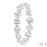 4 1/5 Ctw Circular Link Lovebright In-Out Round Cut Diamond Hoop Earring in 14K White Gold