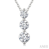 1/2 Ctw Round Cut Diamond Three-Stone Snowman Pendant With Chain in 14K White Gold