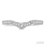 1/6 ctw Arched Lattice Center Round Cut Diamond Wedding Band in 14K White Gold