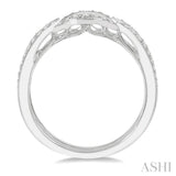 1/6 ctw Arched Lattice Center Round Cut Diamond Wedding Band in 14K White Gold