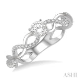 1/6 ctw Entwined Shank Semi-Mount Round Cut Diamond Engagement Ring in 14K White Gold