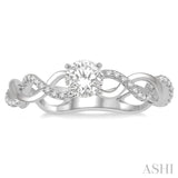 1/6 ctw Entwined Shank Semi-Mount Round Cut Diamond Engagement Ring in 14K White Gold