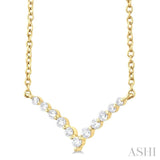 1/8 Ctw Chevron Round Cut Petite Diamond Necklace in 10K Yellow Gold