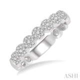 1/5 ctw Circular Mount Floral Round Cut Diamond Stack Band in 14K White Gold