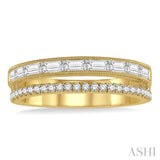 3/8 Ctw Split Baguette and Round Cut Diamond Fashion Ring in 14K Yellow Gold