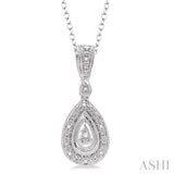 1/20 Ctw Pear Shape Round Cut Diamond Pendant in Sterling Silver with Chain