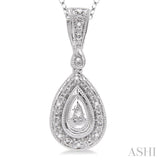 1/20 Ctw Pear Shape Round Cut Diamond Pendant in Sterling Silver with Chain