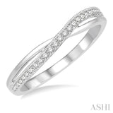 1/8 ctw Criss-Cross Shank Round Cut Diamond Wedding Band in 14K White Gold
