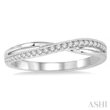 1/8 ctw Criss-Cross Shank Round Cut Diamond Wedding Band in 14K White Gold