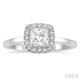 1/10 ctw Halo Round Cut Diamond Semi-Mount Engagement Ring in 14K White Gold