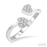 1/10 Ctw Heart Accent Open-Ended Round Cut Diamond Ladies Ring in 10K White Gold