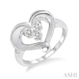 1/50 Ctw Round Cut Diamond Heart Ring in Sterling Silver