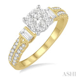 3/4 Ctw Diamond Lovebright Engagement Ring in 14K Yellow and White Gold