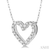 1/4 Ctw Heart Charm Baguette and Round Cut Diamond Pendant With Chain in 14K White Gold