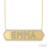 1/2 Ctw 'EMMA' NamePlate Single Cut Diamond Necklace in 10K Yellow Gold