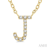 1/20 Ctw Initial 'J' Round Cut Diamond Pendant With Chain in 10K Yellow Gold