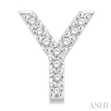 1/10 Ctw Initial 'Y' Single Cut Diamond Earrings in 10K White Gold