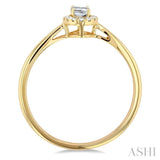 5x3 MM Oval Shape White Topaz and 1/20 Ctw Single Cut Diamond Halo Semi-Precious Ring in 10K Yellow Gold