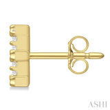 1/10 Ctw Initial 'E' Single Cut Diamond Earrings in 10K Yellow Gold