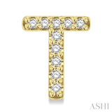 1/10 Ctw Initial 'T' Single Cut Diamond Earrings in 10K Yellow Gold