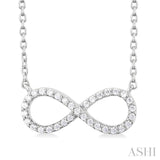 1/10 Ctw Round Cut Diamond Infinity Petite Pendant With Chain in 14K White Gold