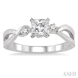 3/8 Ctw Diamond Engagement Ring with 1/3 Ct Princess Cut Center Stone in 14K White Gold