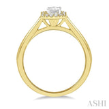 1/3 Ctw Round Cut Diamond Engagement Ring With 1/4 Ct Emerald Cut Center Stone in 14K Yellow and White Gold