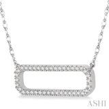 1/6 Ctw Round Cut Diamond Rounded Rectangle Pendant With Chain in 10K White Gold