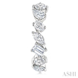 1 1/2 Ctw Scatter Mixed Diamond Cut Fashion Half Hoop Earring in 14K White Gold