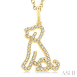 1/6 Ctw Petite Sitting Dog Round Cut Diamond Fashion Pendant With Chain in 10K Yellow Gold