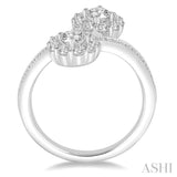 1 Ctw Branched Out Floral Mount Round Cut Diamond 2Stone Ring in 14K White Gold