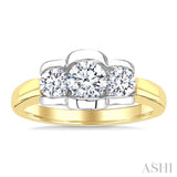 1 Ctw 3-Stone Round Cut Diamond Fashion Ring in 14K Yellow and White Gold