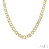 1/4 Ctw Round Cut Diamond Cuban Link Necklace in Yellow Gold Vermeil