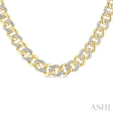1/4 Ctw Round Cut Diamond Cuban Link Necklace in Yellow Gold Vermeil