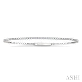 1 Ctw Round Cut Diamond Fullway Straight Flex Bangle in 14K White Gold