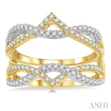 1/2 Ctw Two Tone Entwined Diamond Insert Ring in 14K Yellow and White Gold