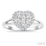 1/2 Ctw Heart Shape Lovebright Round Cut Diamond Engagement Ring in 14K White Gold