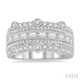 1 Ctw Round Cut and Baguette Diamond Wedding Band in 14K White Gold