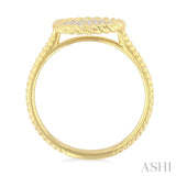 1/5 Ctw Round Cut Diamond Rope Border Circle Motif Fashion Ring in 10K Yellow Gold