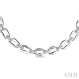 1/4 Ctw Round Cut Diamond Bold Oval Link Fashion Necklace in Sterling Silver