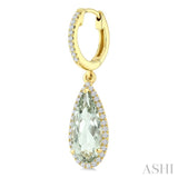 12X5 MM Evoque Gemstones Pear Shape Green Amethyst and 1/3 Ctw Round Cut Diamond Semi-Precious Earrings in 10K Yellow Gold