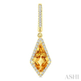 12X5 MM Evoque Gemstones Kite Shape Citrine and 1/3 Ctw Round Cut Diamond Semi-Precious Earrings in 10K Yellow Gold