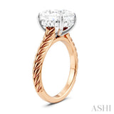 1/10 Ctw Oval Shape Round Cut Diamond Semi-Mount Engagement Ring in 14K Rose and White Gold
