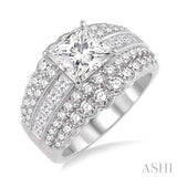 1 7/8 Ctw Diamond Semi-Mount Engagement Ring in 14K White Gold