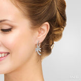 1/4 ctw Palm Tree Round Cut Diamond Earrings in 14K White Gold