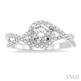 5/8 ctw Diamond Engagement Ring with 1/3 ct Round Cut Center Stone in 14K White Gold