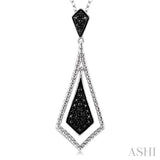 1/10 ctw Round Cut Black Diamond Fashion Pendant in Sterling Silver with Chain